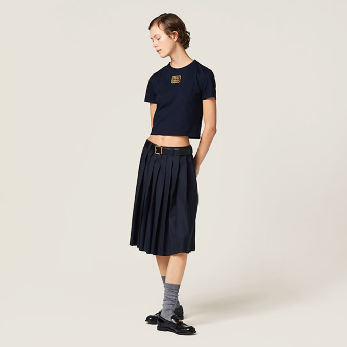 9A+ quality miu miu gold logo cropped t-shirt
